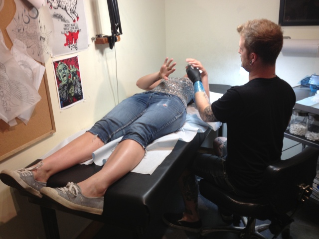 Preparing for my tattoo with Arthur Mills at Imperial Tattoo Toronto